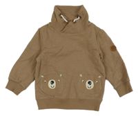 Hnedá mikina s medveďmi s komínovým golierom Topolino