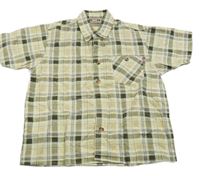 Bielo-kaki-béžová kockovaná košeľa