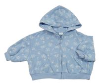 Světlemodrá květovaná propínací oversize mikina s kapucí Next 