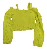 Žlutozelené žabičkové crop triko Zara