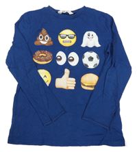 Tmavomodré tričko s Emoji H&M