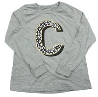 Sivé melírované tričko s písmenkom