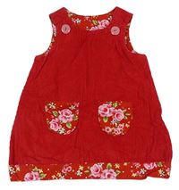 Červené menšestrové šaty s kvetmi