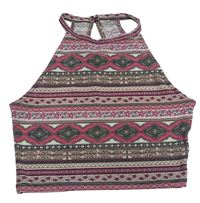 Ružovo-sivý vzorovaný crop top