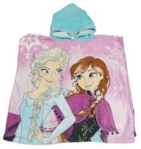 Růžovo-mátové froté osuškové pončo Frozen s kapucňou Disney