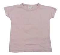 Svetloružové rebrované elastické crop tričko Zara