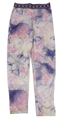 Růžovo-modré batikované sportovní legíny Primark