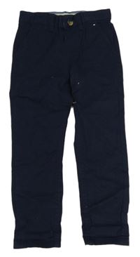 Tmavomodré plátěné chino slim kalhoty Denim 