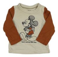 Smetanovo-skořicové tričko s Mickeym Disney + C&A