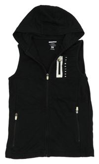 Čierna tepláková vesta s potlačou a kapucňou F&F