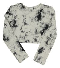 Bielo-sivé batikované crop tričko Shein