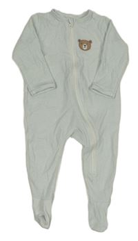 Světlemodro-biely prúžkovaný overal s medvedíkom C&A