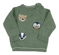 Zelenošedý sveter so zvieratkami Nutmeg