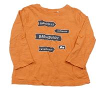 Oranžové triko s nápisy Topolino 