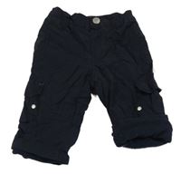 Tmavomodré plátěné podšité kalhoty Kanz