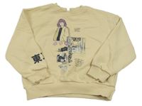 Béžová oversize mikina s dievčatkom Defacto