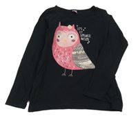 Černé triko se sovou Dopodopo