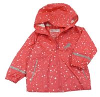 Tmavoružová nepromokavá bunda s hviezdičkami a kapucňou C&A