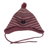 Růžovo-bílá pruhovaná podšitá ušanka Polarn O. Pyret