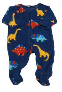 Tmavomodrý fleecový overal s dinosaurami Next