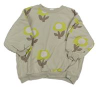 Béžová oversize mikina s kvetmi Next