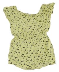 Žlutý kytičkovaný kraťasový overal Gemo 