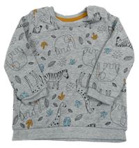 Sivá melírovaná mikina so zvieratkami Matalan