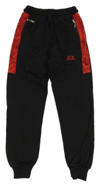 Čierno-červené športové cuff tepláky