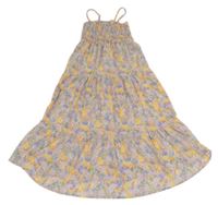 Růžové květované žabičkové dlouhé šaty Name it 