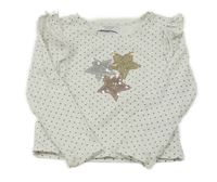 Biele bodkované tričko s hvězdičkami z flitrů Primark
