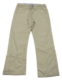 Béžové prúžkované plátenné nohavice Textar