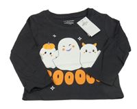 Nové - Tmavošedé triko s duchy Primark