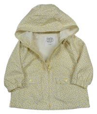 Smetanová šusťáková květovaná jarní bunda s kapucí F&F