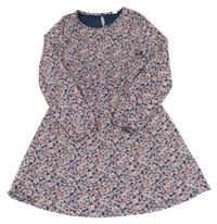 Tmavomodré květované šaty Yigga