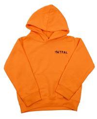 Neónově oranžová mikina s nápisom a kapucňou Awdis