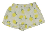 Biele voľné é kraťasy s citrónmi H&M