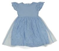 Svetlomodré bavlněno/tylové šaty Primark
