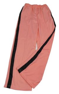 Korálové culottes nohavice s prúžkami a pukmi