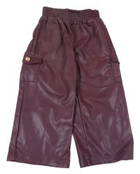 Lilkové koženkové cargo culottes nohavice