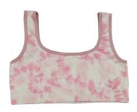 Ružovo-biely batikovaný športový crop top Primark