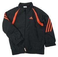Černo-červená šusťáková podzimní bunda s logem Adidas