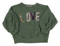 Khaki crop mikina s nápisom a flitrami M&Co.