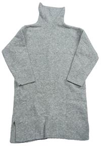 Sivé melírované svetrové šaty s rolákom ZARA