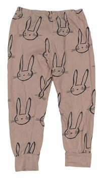 Pudrové pyžamové nohavice so zajačikmi George