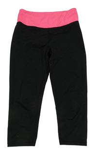 Čierno-kriklavoě ružové capri športové legíny H&M