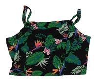 Čierny crop top s lístečky Miss E-vie