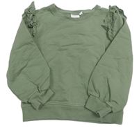 Khaki mikina s volániky s madeirou zn. name it.