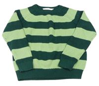 Tmavozeleno-zelený pruhovaný rebrovaný sveter H&M