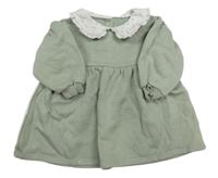 Světlekhaki teplákové šaty s bílým límečkem s kytičkami F&F