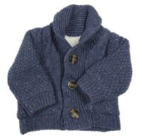 Tmavomodrý melírovaný vzorovaný prepínaci zateplený sveter NUTMEG